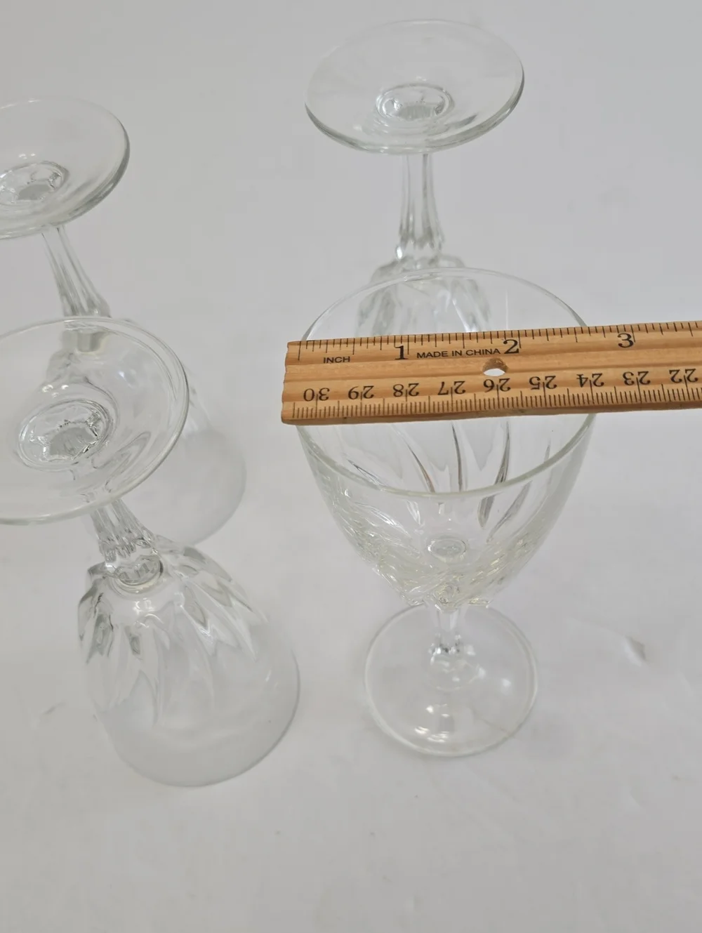 Vintage Cristal D'Arques Set Of 4 Durand Flamenco Flared Swirl Wine Glasses